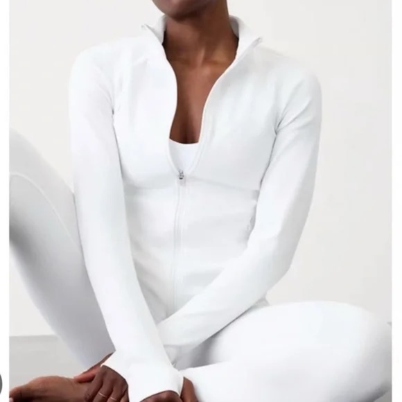 ATHLETA RIBBED SALUTATION JACKET, SIZE SMALL (S), WHITE - Picture 2 of 8